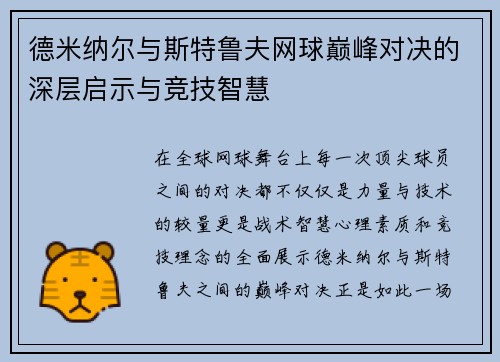 德米纳尔与斯特鲁夫网球巅峰对决的深层启示与竞技智慧 德米纳尔与斯特鲁夫网球巅峰对决的深层启示与竞技智慧